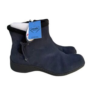Studio Brilliant Womens Navy Blue Waterproof Suede Ankle Boots W7029 Sze 11M NEW